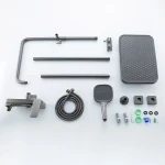 Душевая система GAPPO G2428-9 однорычажная латунная серая (Gungrey) с тремя функциями, диаметр 35 мм.