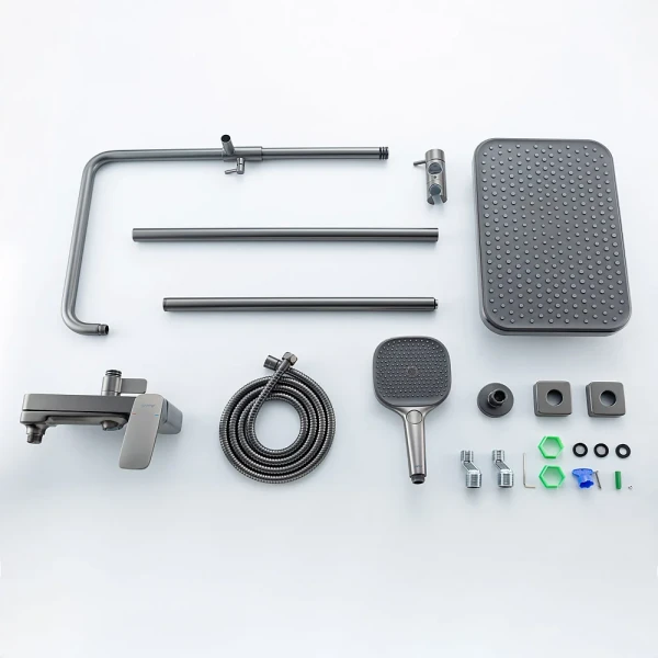 Душевая система GAPPO G2428-9 однорычажная латунная серая (Gungrey) с тремя функциями, диаметр 35 мм.