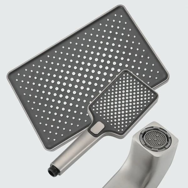 Душевая система GAPPO G2491-9 термостатическая однорычажная трехфункциональная латунная Ø35 серая (Gungrey)