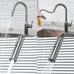 Змішувач для кухні GAPPO G4398-41 одноважільний з висувним виливом латунний сірий (Gungrey) діаметр 35 мм