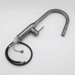 Змішувач для кухні GAPPO G4398-41 одноважільний з висувним виливом латунний сірий (Gungrey) діаметр 35 мм