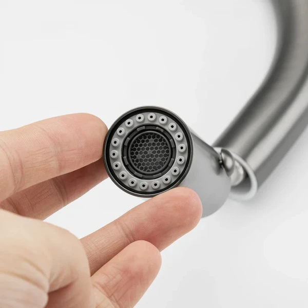 Змішувач для кухні GAPPO G4398-41 одноважільний з висувним виливом латунний сірий (Gungrey) діаметр 35 мм