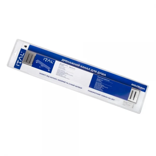 IT03-FT10/ 300 ITAL Душовий трап 300 мм поворот.360, комбін.затвор, Brushed nickel (блістер) {5/1}