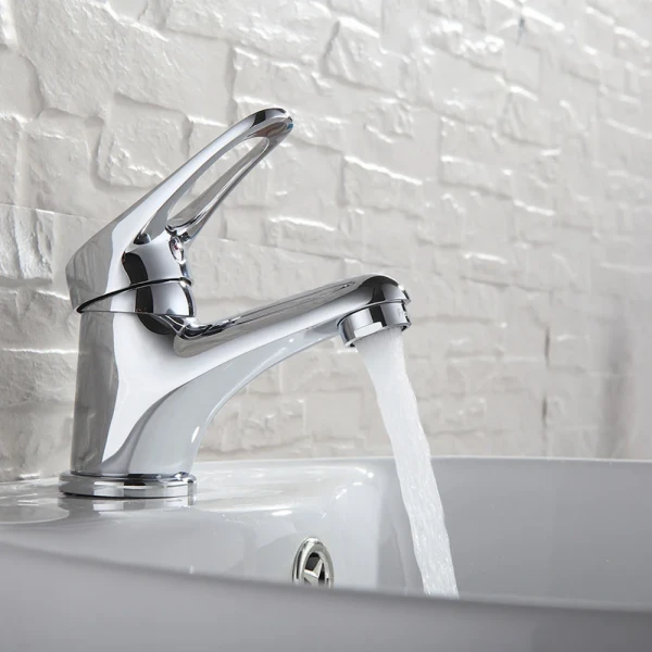 F1013 умивальник одноваж. литий вилив лат. корпус гайка Ø35 (хром) {10/1}