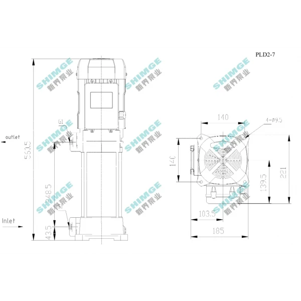 PLD2-7 SHIMGE 220В ц/біжний багатоступ. вертик. (1,1 кВт, Нmax=82(66)м, Qmax=67(34)л/хв {1}