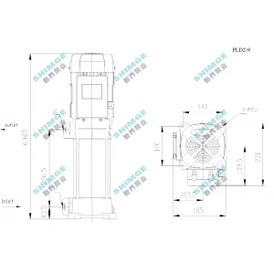 PLD2-9 SHIMGE 220В ц/біжний багатоступ. вертик. (1,5 кВт, Нmax=105(84)м, Qmax=67(34)л/хв {1}