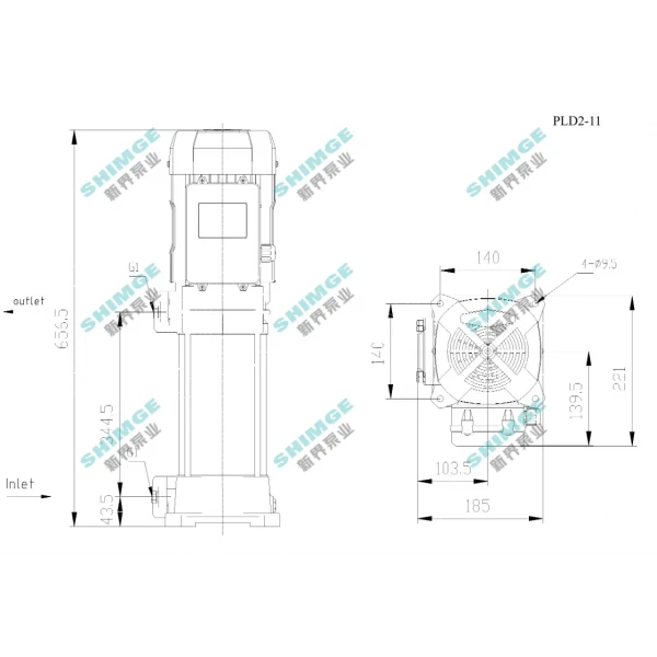 PLD2-11 SHIMGE 220В ц/біжний багатоступ. вертик. (1,8 кВт, Нmax=130(102)м, Qmax=67(34)л/хв {1}