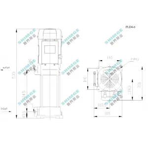 PLD4-6 SHIMGE 220В ц/біжний багатоступ. вертик. (1,5 кВт, Нmax=74(58)м, Qmax=100(67)л/хв {1}