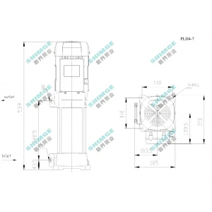 PL4-7 SHIMGE 380В ц/біжний багатоступ. вертик. (1,8 кВт, Нmax=86(70)м, Qmax=100(67)л/хв {1}