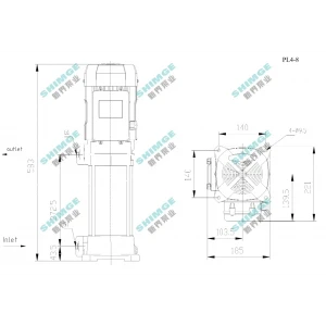 PL4-8 SHIMGE 380В ц/біжний багатоступ. вертик. (2.2 кВт, Нmax=98(77)м, Qmax=100(67)л/хв {1}
