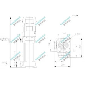 PL8-10 SHIMGE 380В ц/біжний багатоступ. вертик. (4 кВт, Нmax=133(78)м, Qmax=166(133)л/хв {1}