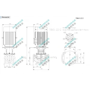 TB65-22/2 SHIMGE 380В цирк. сухий ротор  4 кВт Hmax 30м Qmax 833л/хв DN65 360мм {1}