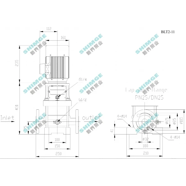BLT2-11-1.1 SHIMGE 380В ц/біжний багатоступ. вертик. 1.1 кВт Hmax 98(82)м Qmax 53(33)л/хв {1}
