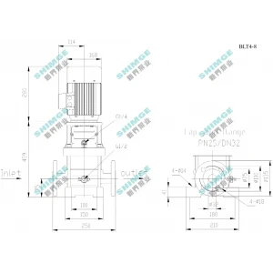 BLT4-8-1.5 SHIMGE 380В ц/біжний багатоступ. вертик. 1.5 кВт Hmax 74(64)м Qmax 100(66)л/хв {1}