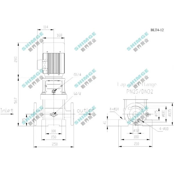 BLT4-12-2.2 SHIMGE 380В ц/біжний багатоступ. вертик. 2.2 кВт Hmax 114(95)м Qmax 100(66)л/хв {1}