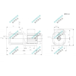 BWI 4-4/0.75 SHIMGE 220В ц/біжний багатоступ. нерж (0,75 кВт, Нmax=38(30)м, Qmax=100(67)л/хв {1}