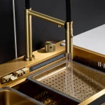 GS 7547-13 мийка PROFI 750*470 змішувач+сифон+ коланд.+дозатор+омивач склянк. (GOLD) {1/1}