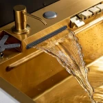 GS 7547-13 мийка PROFI 750*470 змішувач+сифон+ коланд.+дозатор+омивач склянк. (GOLD) {1/1}