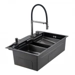 GS 7547-19 мийка PROFI 750*470 змішувач+сифон+ коланд.+дозатор+омивач склянк. (збройва сталь) {1/1}