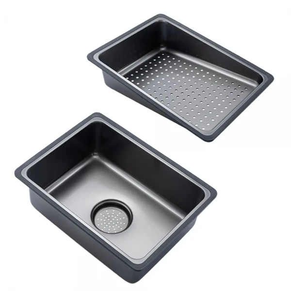 GS 7547-19 мийка PROFI 750*470 змішувач+сифон+ коланд.+дозатор+омивач склянк. (збройва сталь) {1/1}