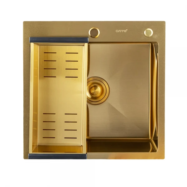 GS 5050-3 мийка 500*500 нерж. сталь  SUS 201 сифон+коландер (ЗОЛОТО PVD покрит.) {1/1}