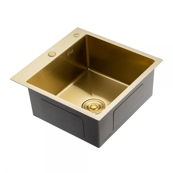 GS 5050-3 мийка 500*500 нерж. сталь  SUS 201 сифон+коландер (ЗОЛОТО PVD покрит.) {1/1}