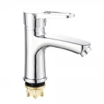 Смеситель для умывальника WEZER VRL110-01 однорычажный с литым изливом хромированный сплав крепление гайкой Ø35