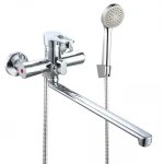 Смеситель для ванны WEZER VRL710-01 однорычажный с длинным поворотным изливом хромированный