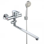 Смеситель для ванны WEZER VRL610-01 однорычажный с длинным поворотным изливом хромированный сплав Ø35 с девиатором