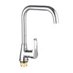 Смеситель для кухни WEZER VRL410-01 однорычажный с Г-образным поворотным изливом хромированный крепление гайкой Ø35
