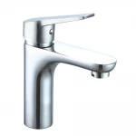 Смеситель для умывальника WEZER VRL112-02 однорычажный литой излив сплав крепление гайкой хром Ø35