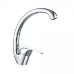 Смеситель для кухни WEZER VRL414-06 однорычажный с высоким изливом (гусак) хромированный крепление гайкой, диаметр 35 мм.