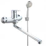 Смеситель для ванны WEZER VRL714-07 однорычажный с длинным поворотным изливом хромированный сплав Ø40