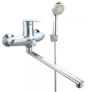 Смеситель для ванны WEZER VRL714-07 однорычажный с длинным поворотным изливом хромированный сплав Ø40