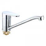 Смеситель для кухни WEZER VRL418-11 однорычажный с длинным поворотным изливом хромированный крепление гайкой, диаметр 40 мм.