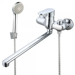 Смеситель для ванны WEZER VRL810-11 однорычажный с длинным поворотным изливом хромированный