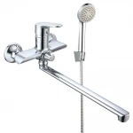 Смеситель для ванны WEZER VRL719-11 однорычажный с длинным поворотным изливом хромированный