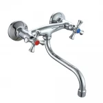 Смеситель для кухни WEZER VRL1210-12 двухвентильный с круглым поворотным изливом настенный хромированный