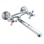 Смеситель для кухни WEZER VRL1211 двухвентильный с круглым поворотным изливом настенный хромированный