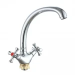 Смеситель для кухни WEZER VRL420-12 двухвентильный с высоким гусаком хромированный крепление гайкой