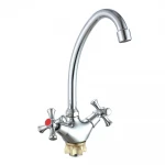 Змішувач для кухні WEZER VRL421-12 двовентильний з високим гусаком кріплення гайкою хромований