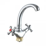 Смеситель для умывальника WEZER VRL121-12 двухвентильный с поворотным изливом хромированный крепление гайкой