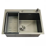 Мийка кухонна ITAL 600x500x215 мм одинарна PVD Graphite Matte з сифоном, дозатором та кошиком