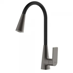 F4471-9 кухня одноваж. вис. силік. вилив аератор 2 режими лат. корпус гайка Ø35 (гангрей){10/1}