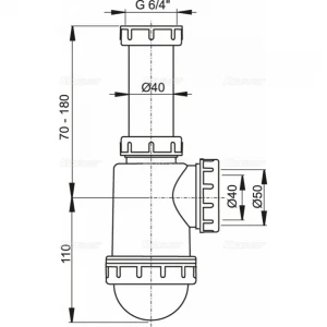 Сифон для умивальника ALCA PLAST A443 1 1/2
