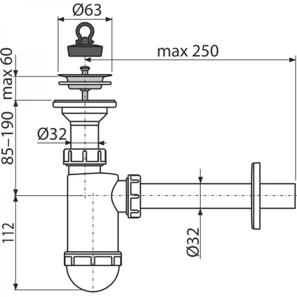 Сифон для умивальника ALCA PLAST A410 1 1/4