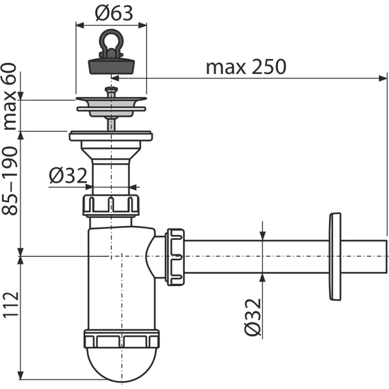 Сифон для умывальника ALCA PLAST A410 1 1/4