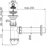 Сифон для умивальника ALCA PLAST A41+A795 1 1/4