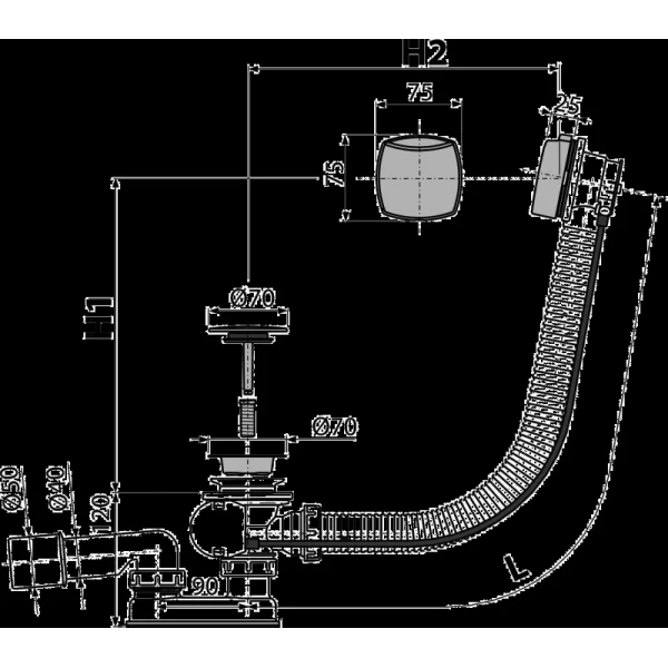 Сифон для ванни ALCA PLAST A51CRM автомат click-clack 70мм