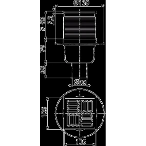 Трап для душу ALCA PLAST APV32 105*105/50 нержавіюча сталь прямий з гідрозатвором SMART